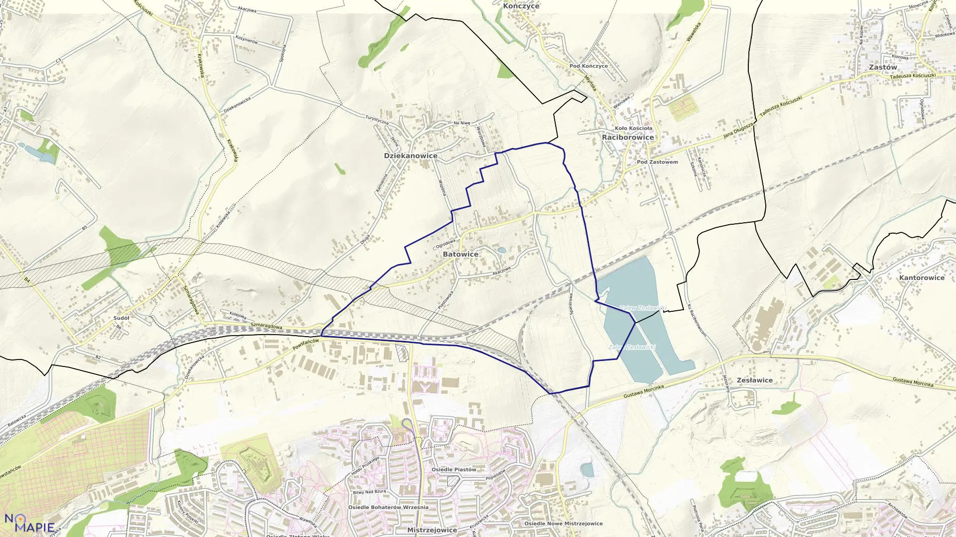 Mapa obrębu Batowice w gminie Zielonki